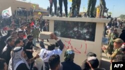 Protesters at U.S. embassy compound in Baghdad. December 31, 2019