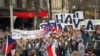 Young Czechoslovak people jubilate in support of Vaclav Havel for presidency during protest rally on December 17, 1989 at Wenceslas Square in Prague.