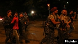 Armenia - Riot police detain protesters in Yerevan's Erebuni district, 27Jul2016.