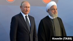 Ռուսաստանի և Իրանի նախագահներ Վլադիմիր Պուտինը և Հասան Ռոհանին Երևանում, 1-ը հոկտեմբերի, 2019թ.