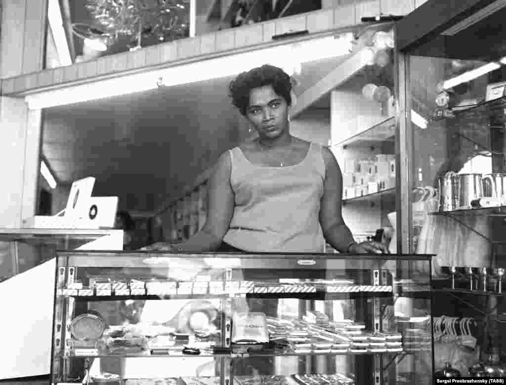 A shopkeeper on St. Thomas Island, in the U.S. Virgin Islands, in 1967. 