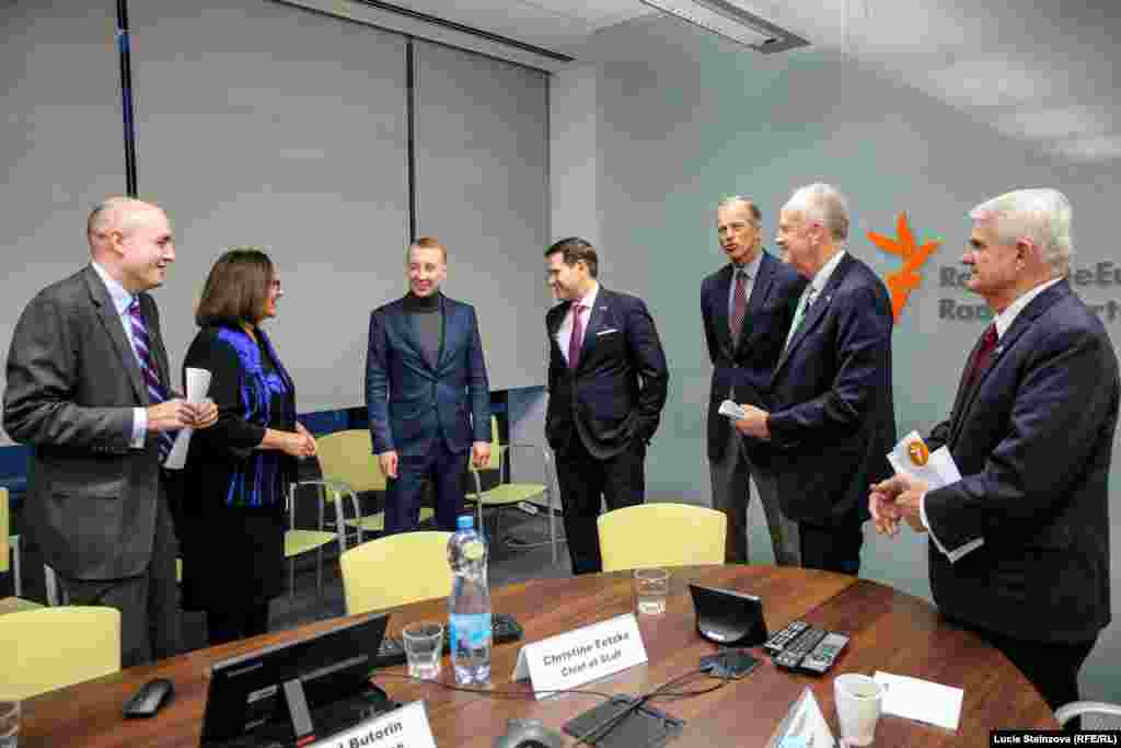 CZECH REPUBLIC – CODEL 2020 -- U.S. Senate delegation at RFE/RL’s Headquarters in Prague, on Friday, February 14, 2020. IN PICTURE: Meeting with journalist Sanislav Aseyev.