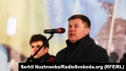 Юлій Мамчур під час акції з нагоди Дня кримського опору 26 лютого 2018 року на майдані Незалежності в Києві