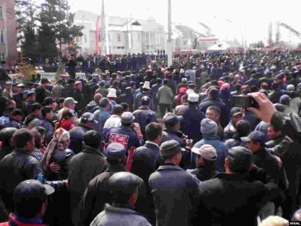 There were also protests in other Kyrgyz cities, including this gathering in Naryn.