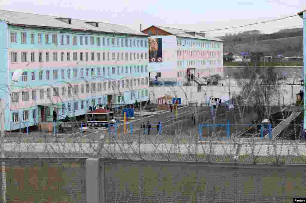 A general view shows one of the sectors of a high-security male prison camp outside Russia&#39;s Siberian city of Krasnoyarsk