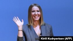 Ksenia Sobchak mətbuat konfransında, 24 oktyabr, 2017-ci il