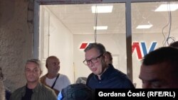 Presidenti i Serbisë, Aleksandar Vuçiq, viziton zyrat e SNS-së në Beograd, 18 gusht.