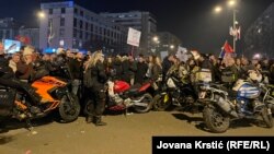 Motociklisti na blokadi Mosta Slobode u Novom Sadu, 1. februar 2025.