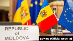 Moldova -- Moldovan (tricolor) and EU flags, generic