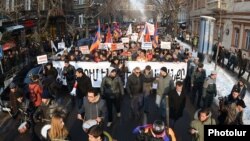 Armenia - Armenians demonstrate against controversial pension reform, Yerevan, 18Jan2014.