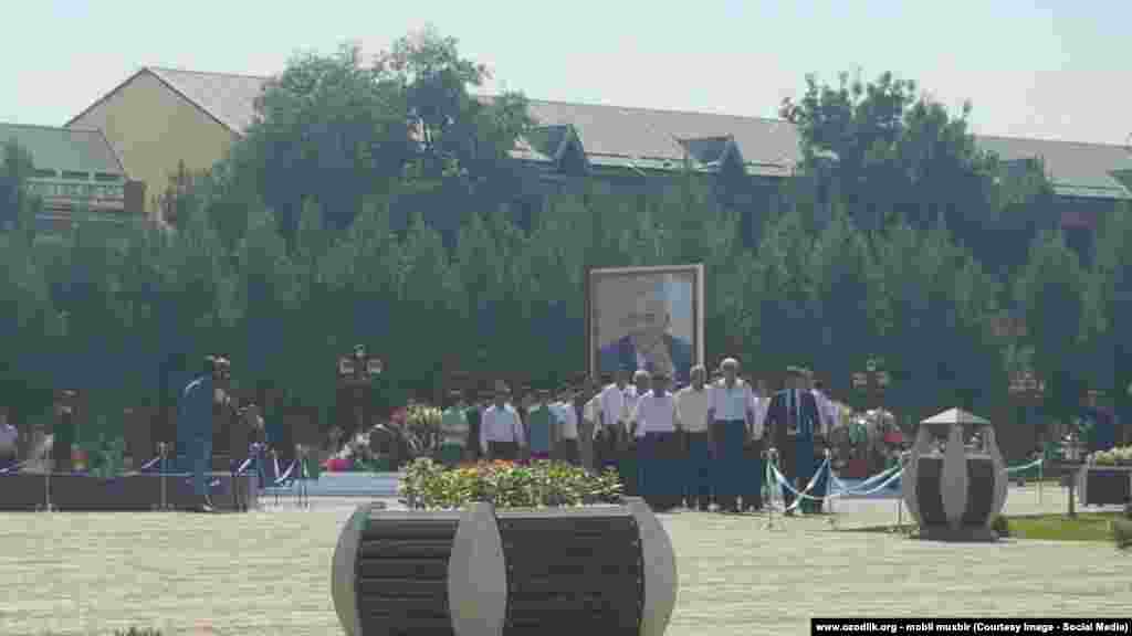 Uzbekistan - people are coming to lay flowers to Islam Karimov in Andijan region
