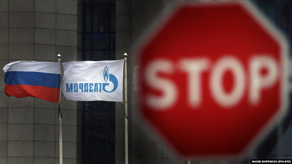 RUSSIA – Flags wave outside of the Russian Gazprom company's headquarters in Moscow, January 21, 2020