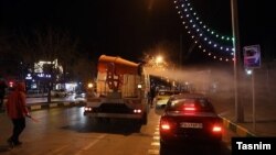 Sanitization of streets in Mashhad, Iran, for coronavirus. March 14, 2020.