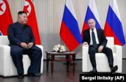 Președintele rus Vladimir Putin și liderul nord-corean Kim Jong Un , Vladivostok, 25 aprilie 2019