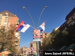 Serbian flags fly in North Mitrovica as local elections are held on October 22.