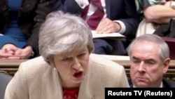 ترزا می صدراعظم بریتانیا در جریان سخنرانی در پارلمان بریتانیا در لندن. ۲۹ مارچ ۲۰۱۹ / REUTERS