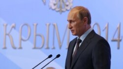 Президент России Владимир Путин выступает в Ялте, 14 августа 2014 года