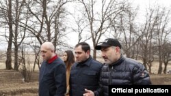 Armenian Prime Minister Nikol Pashinian (far right) during a visit to the Lori province, March 7, 2020