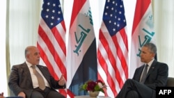 ABŞ-nyň prezidenti Barak Obama (s) we Yragyň premýer-ministri Haidar al-Abadi (ç), Germaniýa, 8-nji iýun, 2015