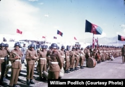 An Afghan military band assembles for an unknown event.