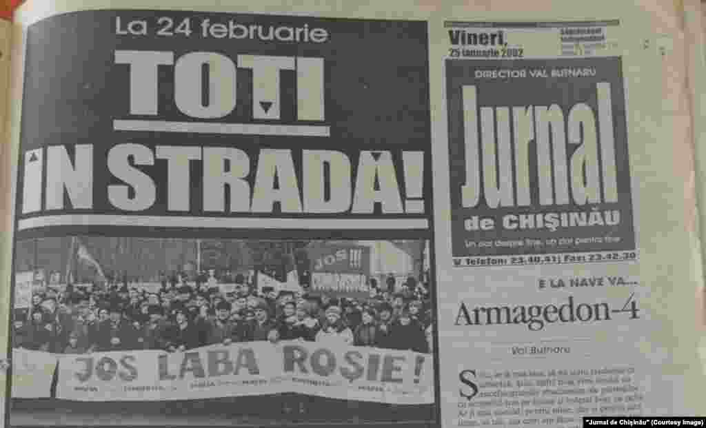 &quot;Jurnal de Chişinău&quot;, 25 ianuarie 2002, proteste împotriva rusificării şi a înlocuirii obiectului &bdquo;Istoria românilor&rdquo; cu &bdquo;Istoria Moldovei&rdquo;