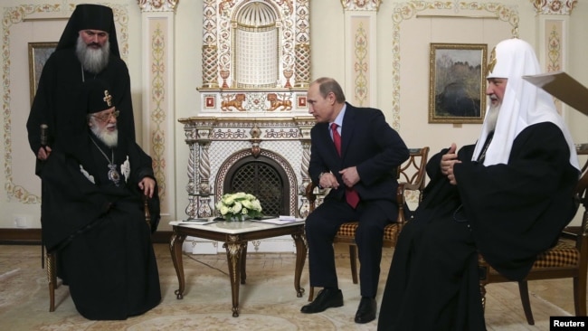 2013 год. Встреча с президентом РФ Владимиром Путиным и патриархом Московским Кириллом