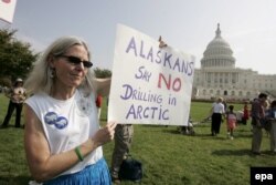 Протест против бурения нефтяных скважин на Аляске. Сентябрь 2005 года