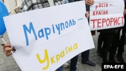 Під час акції «Маріуполь – це Україна» проти незаконних так званих референдумів Росії на окупованих нею частинах України. Одеса, 24 вересня 2022 року