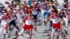 Skiers compete during the men&#39;s cross-country 50-kilometer marathon. (Reuters/Carlos Barria)