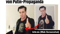 Till Lindemann of Rammstein band is shown in the original photo and Sputnik fake. (Bild.de screenshot)