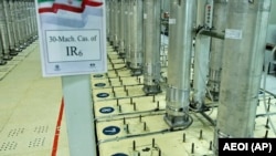 Centrifuge machines are seen in Iran's Natanz uranium-enrichment facility in November 2019.