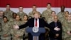 U.S. President Donald Trump delivers remarks to U.S. troops during an unannounced visit to Bagram Air Base near Kabul on November 28, 2019.