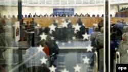 France -- Judges of the European Court of Human Rights are seen during the case of Al Nashiri and Husayn (Abu Zubaydah) vs Poland at the European Court of Human Rights in Strasbourg, December 3, 2013