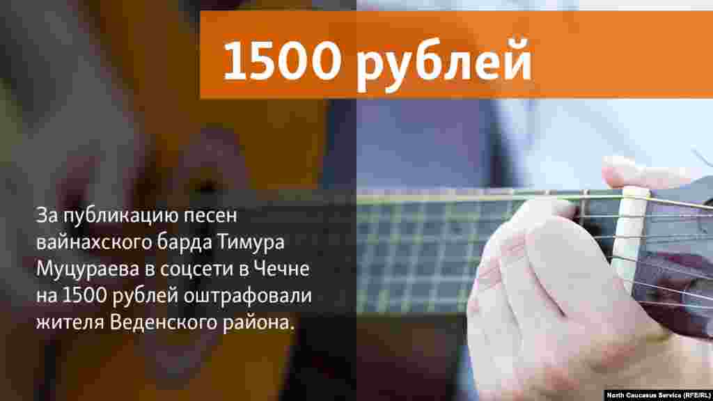 18.06.2018 // За публикацию песен вайнахского барда Тимура Муцураева в соцсети в Чечне на 1500 рублей оштрафовали жителя Веденского района.