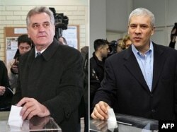 Tomislav Nikolić lider SNS-a i Boris Tadić predsednik DS-a na glasanju u Beogradu, februar 2008.