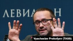 Режиссер Андрей Звягинцев на пресс-конференции после закрытой премьеры своего фильма "Левиафан". Москва, 28 января 2015 года.