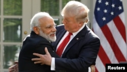 Нарендра Моди и Дональд Трамп в Розовом саду Белого дома, 26 июня 2017