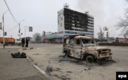 Будинок друку після атаки бойовиків. Грозний, 4 грудня 2014 року