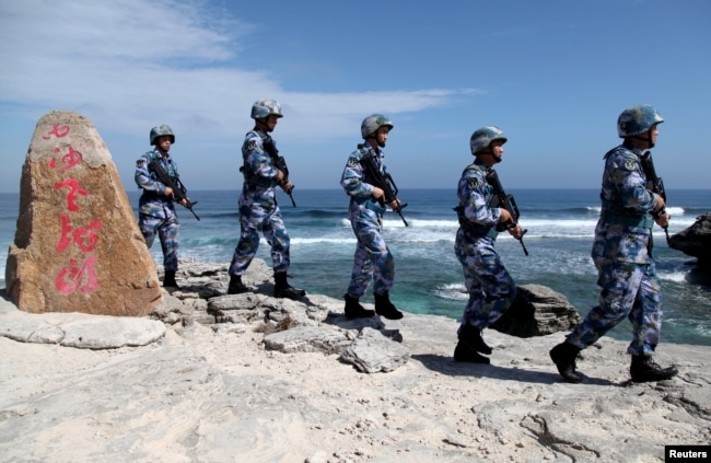 Морская пехота ВС КНР на спорных Парасельских островах к юго-западу от Тайваня, которые в Пекине также считают "неотъемлемой частью КНР". Март 2021 года