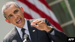 Barack Obama volt amerikai elnök beszédet mond 2014. május 27-én