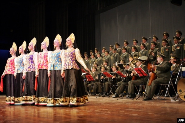 The aircraft's passengers had included musicians from the renowned Aleksandrov Ensemble, the official army choir of the Russian armed forces (file photo).
