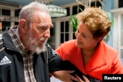 Дилма Русеф с Фиделем Кастро в Гаване. Январь 2014 года