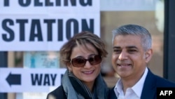 Садик Хан и его супруга Садия. Лондон, 5 мая 2016 года.