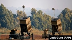 An Iron Dome defence system, designed to intercept and destroy incoming short-range rockets and artillery shells, is deployed in the southern Israeli town of Sderot, November 12, 2018