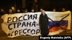 Ukraynanın Mariupol şəhərində Rusiyaya etiraz aksiyası
