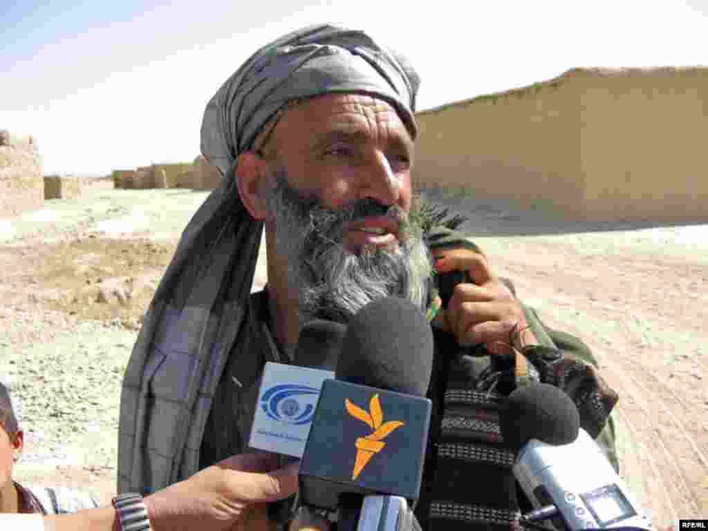 A correspondent based in Helmand Province, Afghanistan interviews locals who have been displaced from their villages.