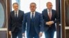 Liderii Partidului Democrat la consultările de la Preşedinţie, Vladimir Plahotniuc, Andrian Candu, Pavel Filip