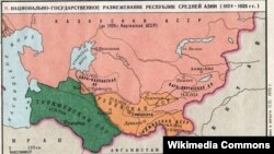 Карта Центральной Азии в составе СССР 1922 года.