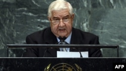 Syrian Foreign Minister Walid al-Moualem speaks at the UN General Assembly on October 1.