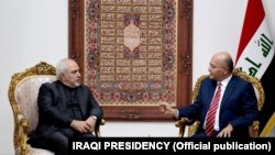 President Barham Salih talked with Iranian Foreign Minister Mohammad Javad Zarif in Baghdad, Saturday, May 25, 2019.